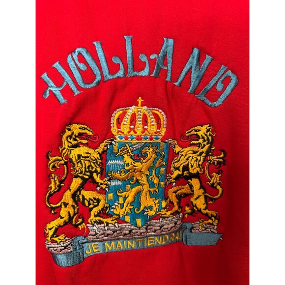 Vintage Holland Red Crewneck Sweatshirt XL Embroidered Crest‎ Cotton Polyester - Picture 3 of 7